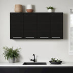 47-inch Zwart Houten Wandkastje met Vier Deuren