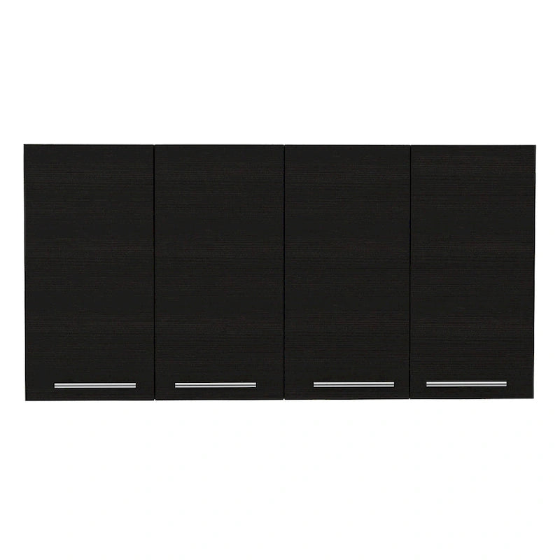 47-inch Zwart Houten Wandkastje met Vier Deuren