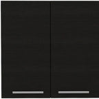 47-inch Zwart Houten Wandkastje met Vier Deuren