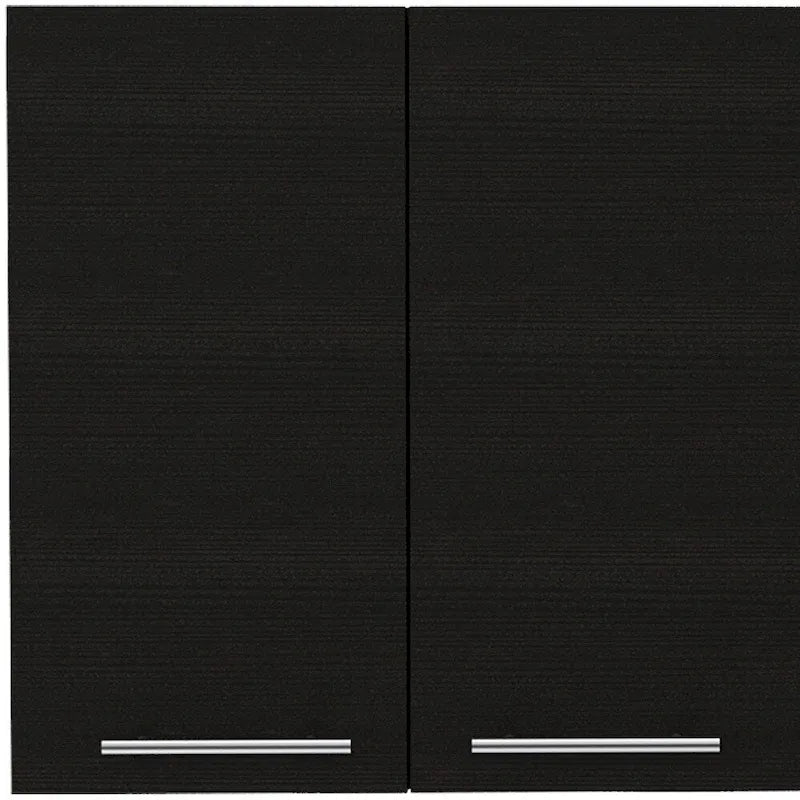 47-inch Zwart Houten Wandkastje met Vier Deuren