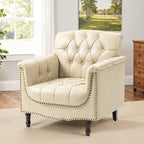Fauteuil met gecapitonneerde PU lederen bekleding