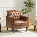 Fauteuil met gecapitonneerde PU lederen bekleding