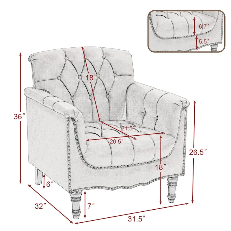 Fauteuil met gecapitonneerde PU lederen bekleding