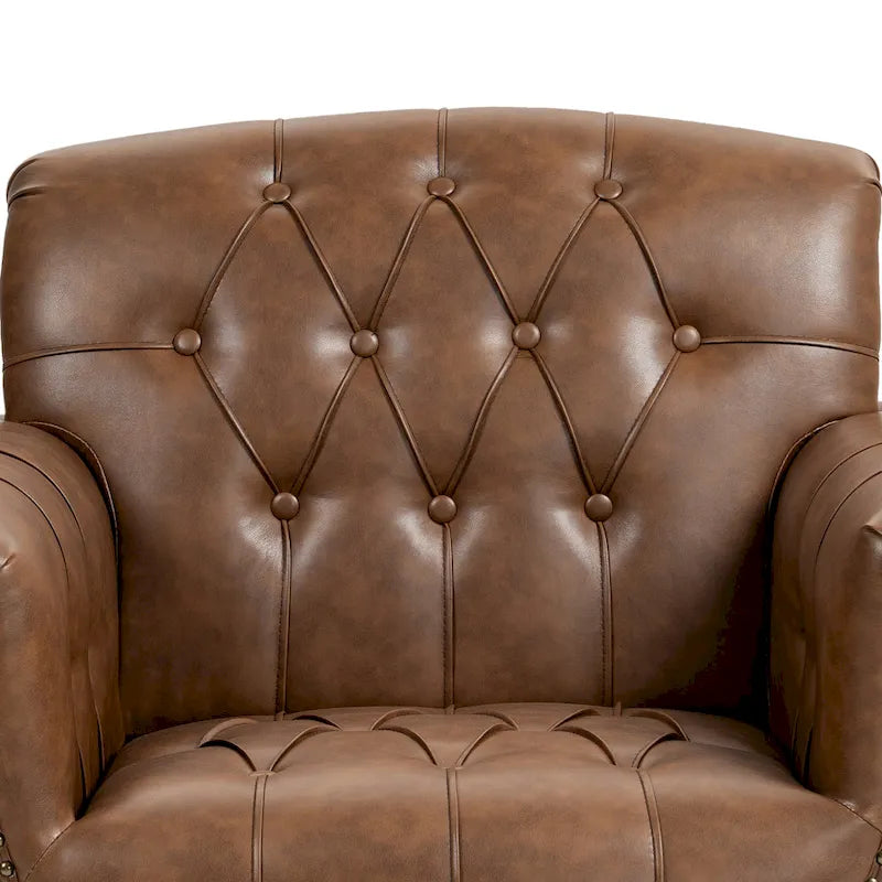 Fauteuil met gecapitonneerde PU lederen bekleding