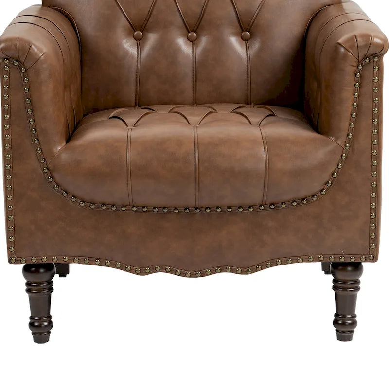 Fauteuil met gecapitonneerde PU lederen bekleding