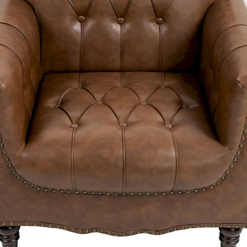 Fauteuil met gecapitonneerde PU lederen bekleding