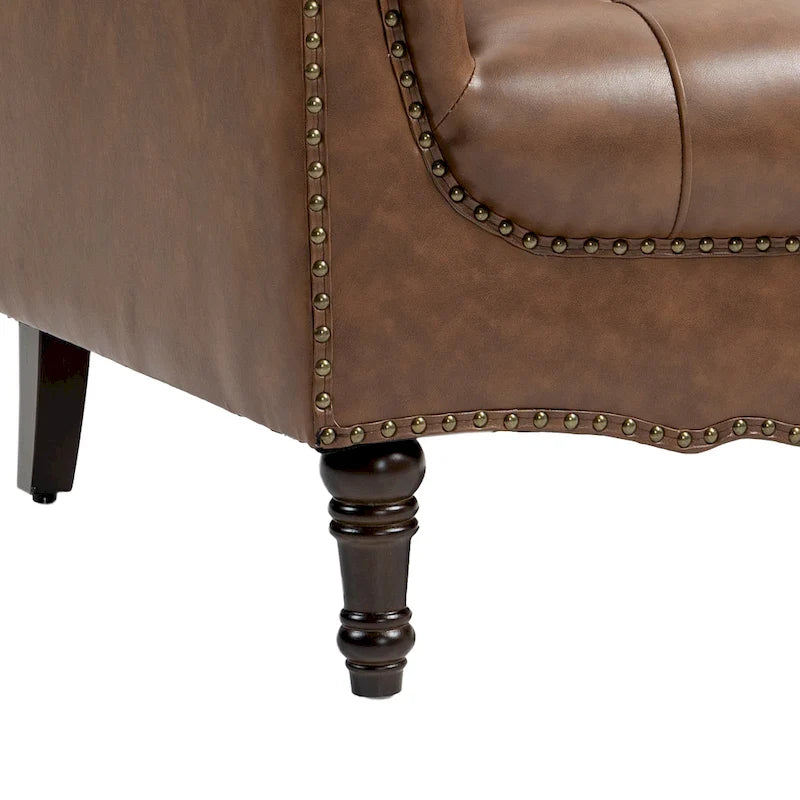 Fauteuil met gecapitonneerde PU lederen bekleding