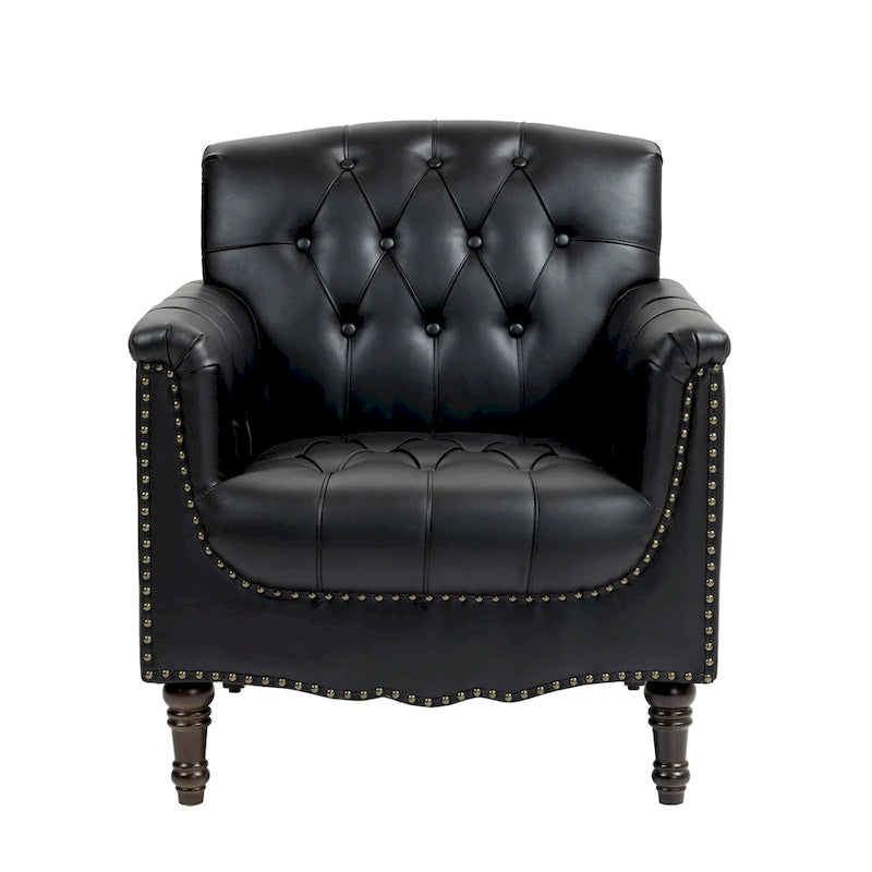 Fauteuil met gecapitonneerde PU lederen bekleding
