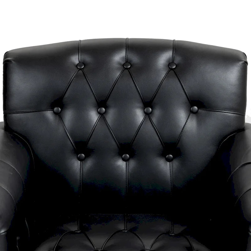 Fauteuil met gecapitonneerde PU lederen bekleding