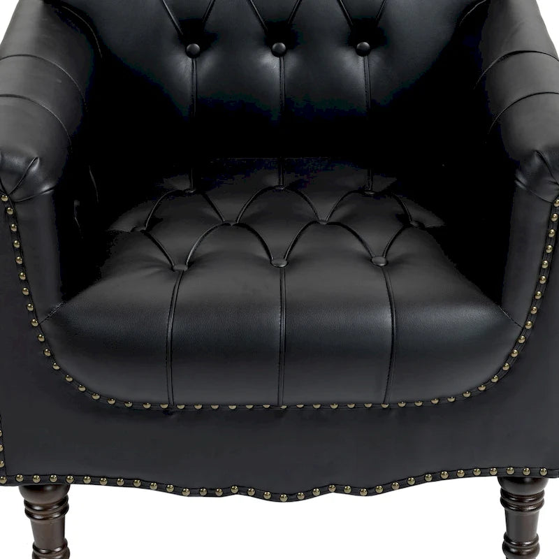 Fauteuil met gecapitonneerde PU lederen bekleding