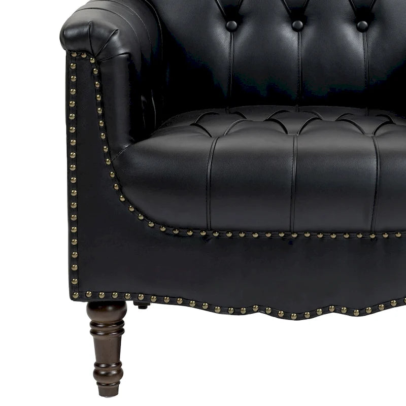 Fauteuil met gecapitonneerde PU lederen bekleding