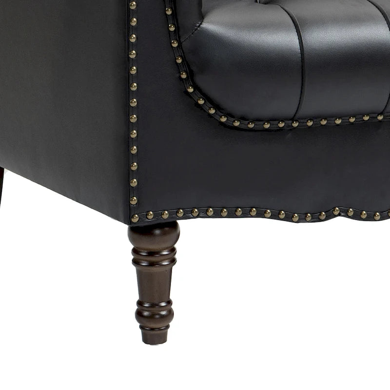 Fauteuil met gecapitonneerde PU lederen bekleding