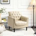 Fauteuil met gecapitonneerde PU lederen bekleding