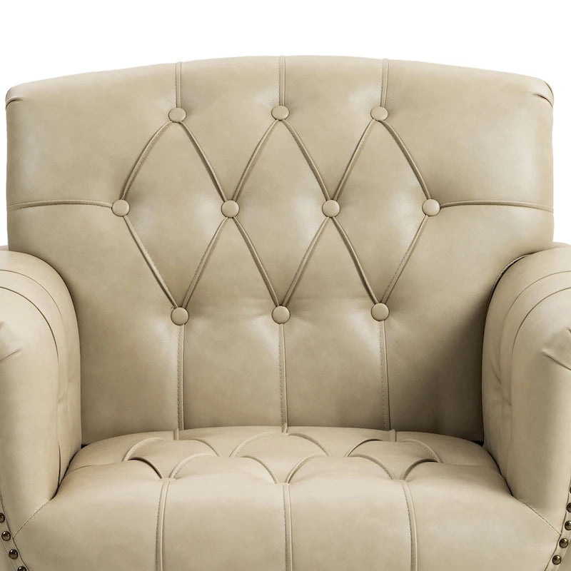 Fauteuil met gecapitonneerde PU lederen bekleding