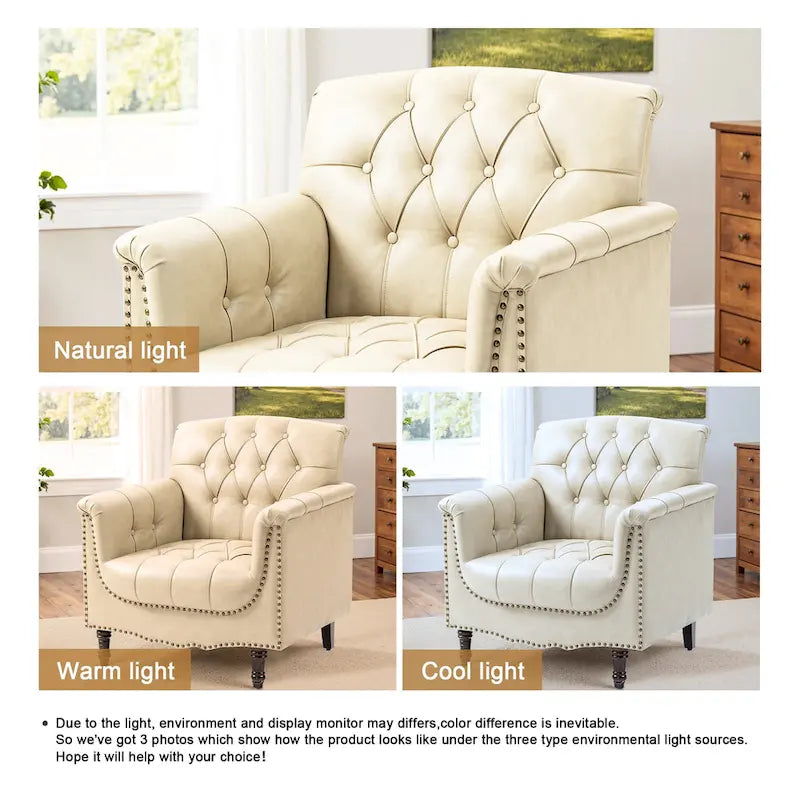 Fauteuil met gecapitonneerde PU lederen bekleding