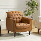 Fauteuil met gecapitonneerde PU lederen bekleding