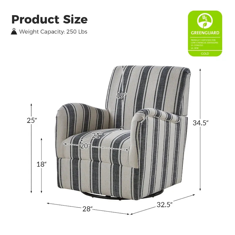 Traditionele draaifauteuil met Jacobijnse streepmotief