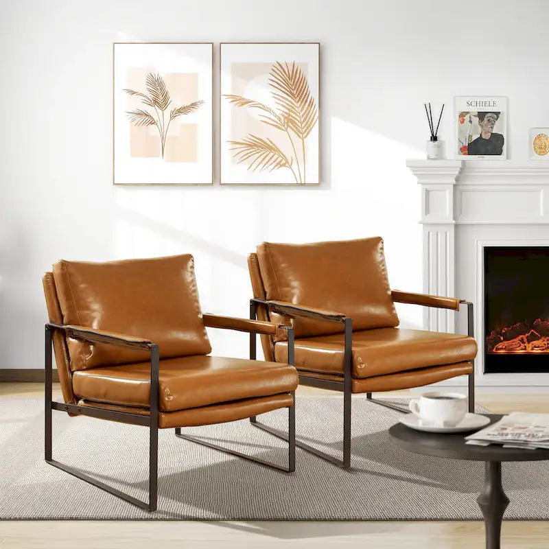 Kunstleren accentstoelen met stalen frame