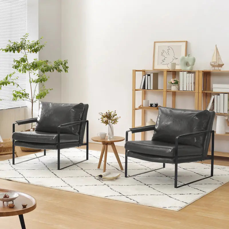 Kunstleren accentstoelen met stalen frame