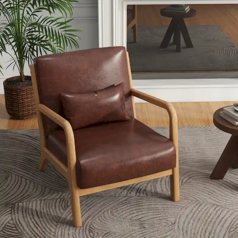 Gestoffeerde Accentstoel met Houten Frame