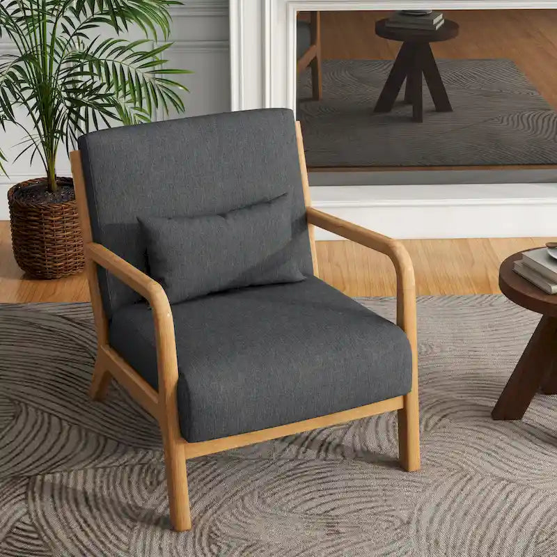 Gestoffeerde Accentstoel met Houten Frame