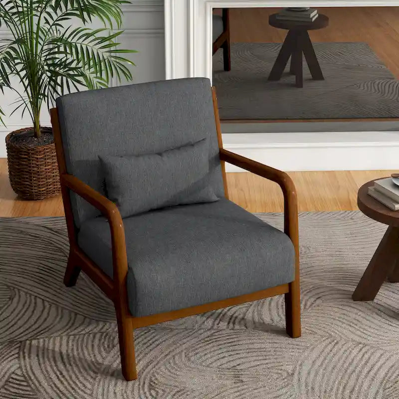 Gestoffeerde Accentstoel met Houten Frame