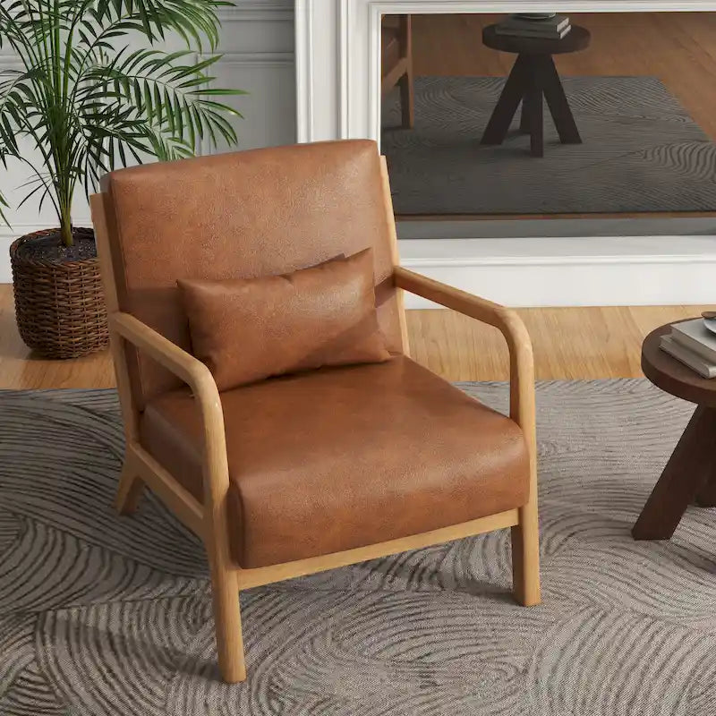 Gestoffeerde Accentstoel met Houten Frame