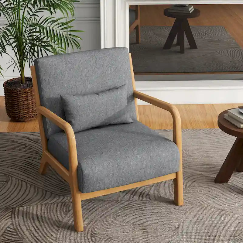 Gestoffeerde Accentstoel met Houten Frame