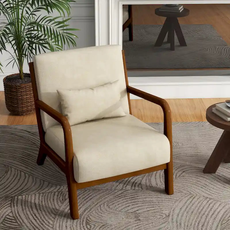 Gestoffeerde Accentstoel met Houten Frame