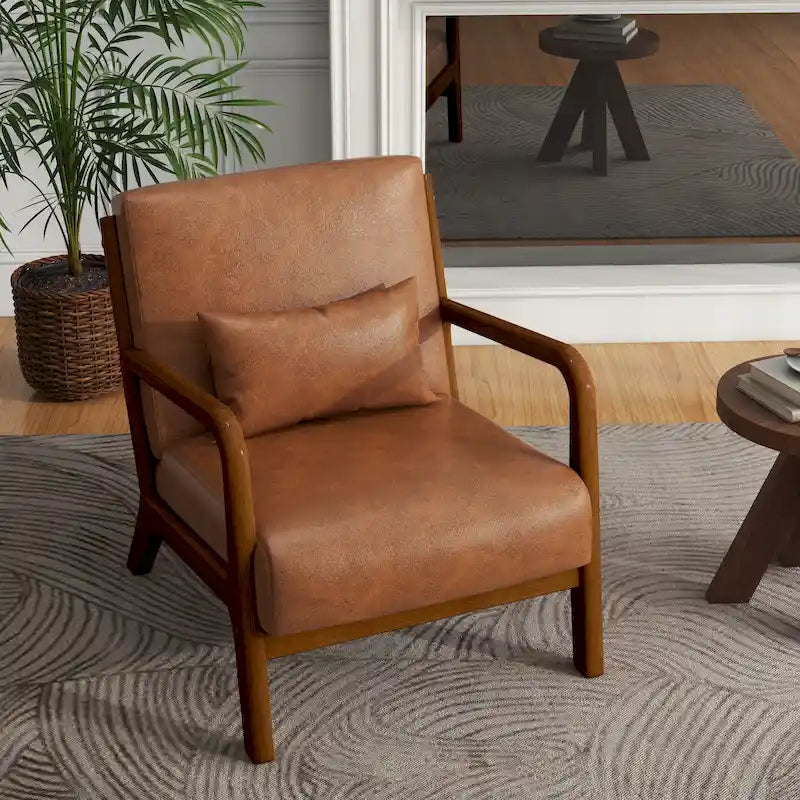 Gestoffeerde Accentstoel met Houten Frame