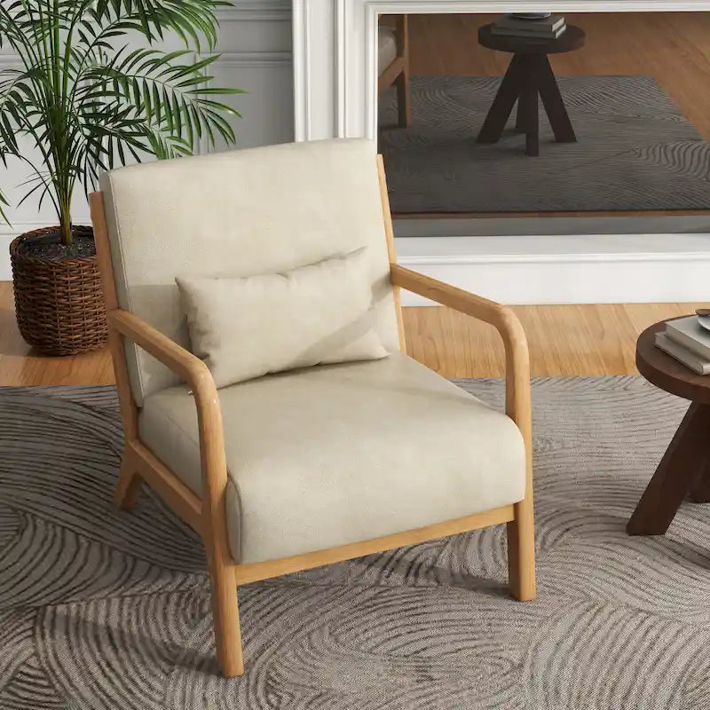 Gestoffeerde Accentstoel met Houten Frame