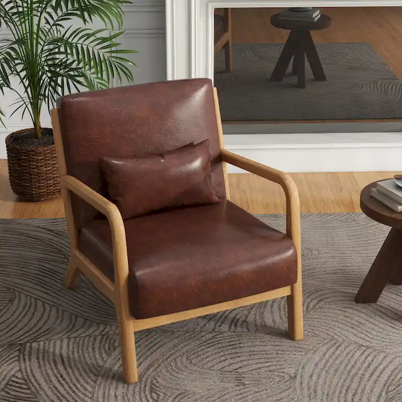 Gestoffeerde Accentstoel met Houten Frame