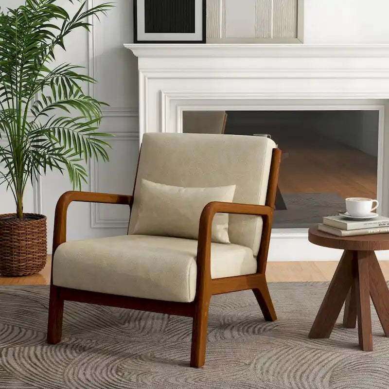 Gestoffeerde Accentstoel met Houten Frame