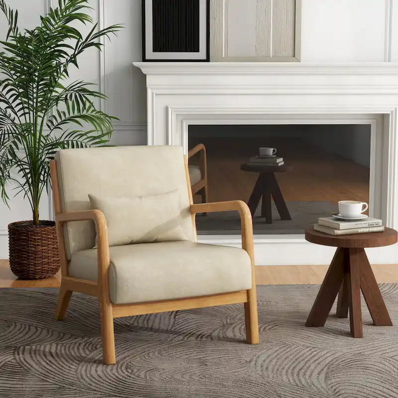 Gestoffeerde Accentstoel met Houten Frame