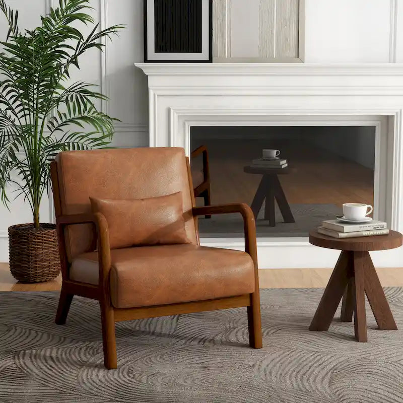 Gestoffeerde Accentstoel met Houten Frame