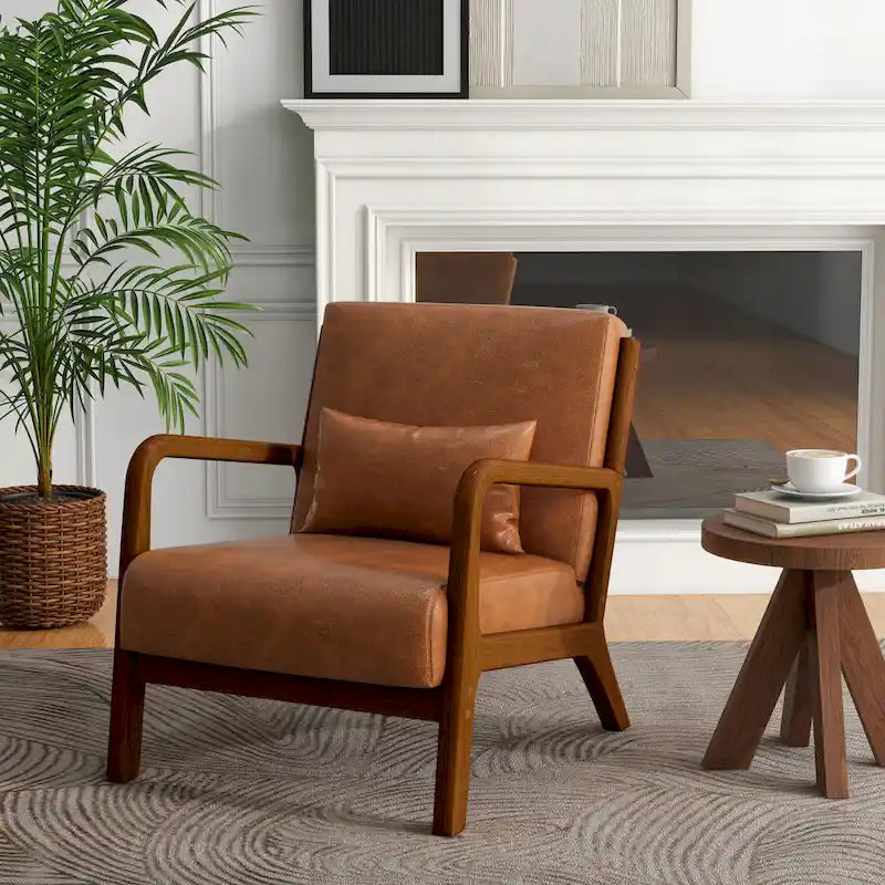 Gestoffeerde Accentstoel met Houten Frame