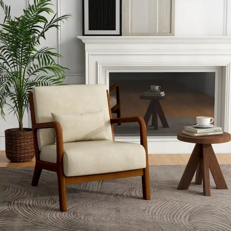 Gestoffeerde Accentstoel met Houten Frame