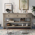 Sidetable met 3 Laden en 2 Open Planken, Grenenhouten Frame