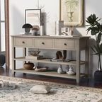 Sidetable met 3 Laden en 2 Open Planken, Grenenhouten Frame