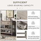 Sidetable met 3 Laden en 2 Open Planken, Grenenhouten Frame