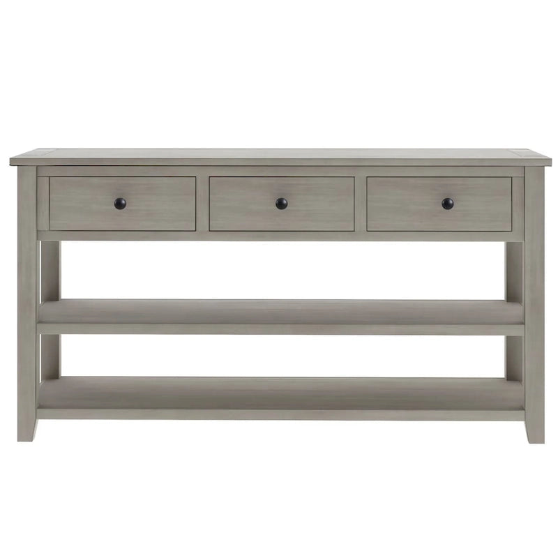 Sidetable met 3 Laden en 2 Open Planken, Grenenhouten Frame