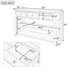 Sidetable met 3 Laden en 2 Open Planken, Grenenhouten Frame