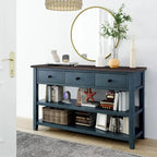 Sidetable met 3 Laden en 2 Open Planken, Grenenhouten Frame