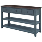 Sidetable met 3 Laden en 2 Open Planken, Grenenhouten Frame