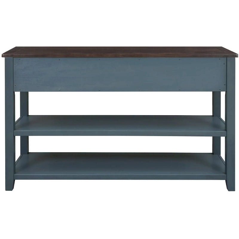 Sidetable met 3 Laden en 2 Open Planken, Grenenhouten Frame