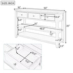 Sidetable met 3 Laden en 2 Open Planken, Grenenhouten Frame