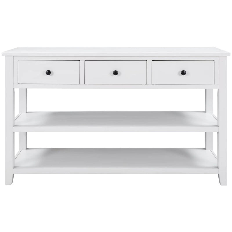 Sidetable met 3 Laden en 2 Open Planken, Grenenhouten Frame