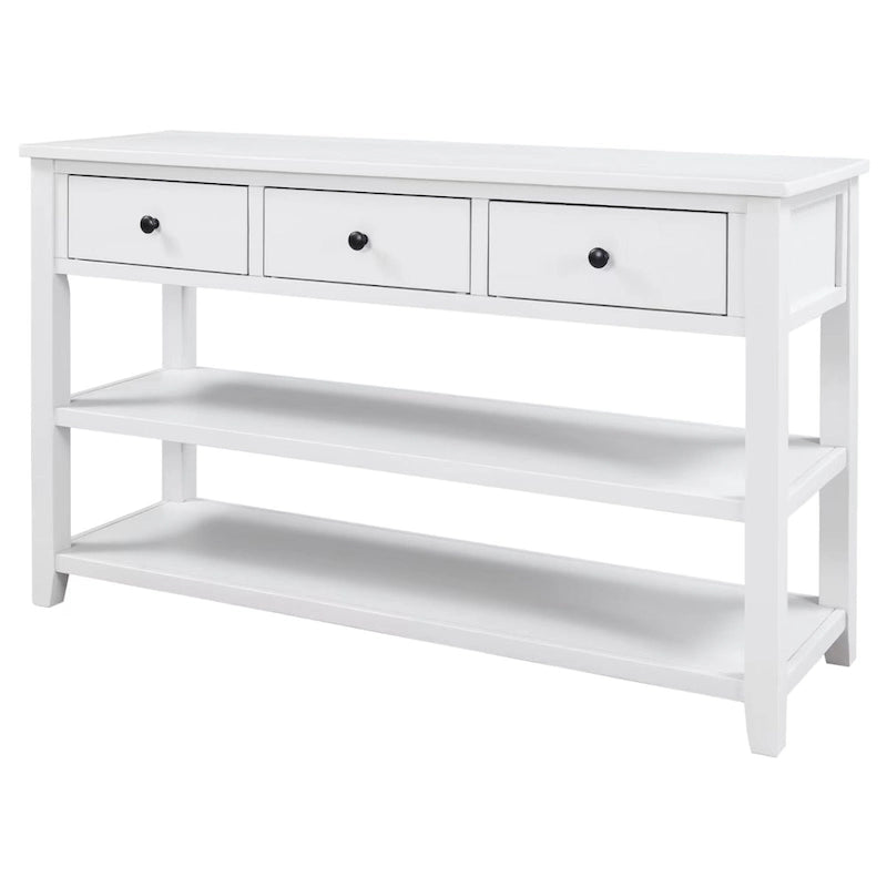 Sidetable met 3 Laden en 2 Open Planken, Grenenhouten Frame