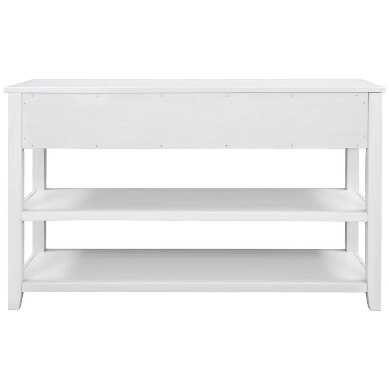 Sidetable met 3 Laden en 2 Open Planken, Grenenhouten Frame