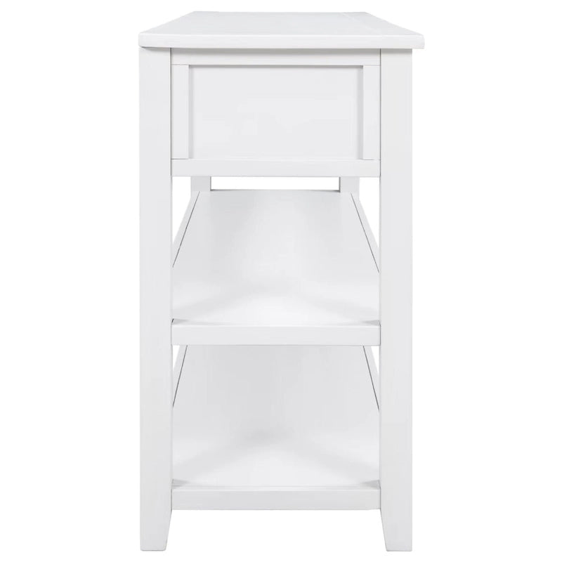 Sidetable met 3 Laden en 2 Open Planken, Grenenhouten Frame